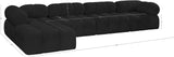 Ames Black Boucle Fabric Modular Sectional 611Black-Sec5B Meridian Furniture