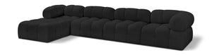 Ames Black Boucle Fabric Modular Sectional 611Black-Sec5B Meridian Furniture