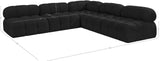 Ames Black Boucle Fabric Modular Sectional 611Black-Sec5C Meridian Furniture