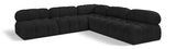 Ames Black Boucle Fabric Modular Sectional 611Black-Sec5C Meridian Furniture