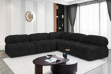 Ames Black Boucle Fabric Modular Sectional 611Black-Sec5C Meridian Furniture