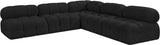 Ames Black Boucle Fabric Modular Sectional 611Black-Sec5C Meridian Furniture