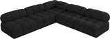 Ames Black Boucle Fabric Modular Sectional 611Black-Sec5C Meridian Furniture