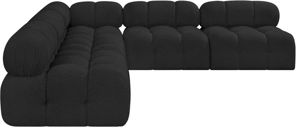 Ames Black Boucle Fabric Modular Sectional 611Black-Sec5C Meridian Furniture