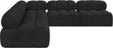 Ames Black Boucle Fabric Modular Sectional 611Black-Sec5C Meridian Furniture