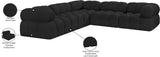 Ames Black Boucle Fabric Modular Sectional 611Black-Sec5D Meridian Furniture