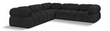 Ames Black Boucle Fabric Modular Sectional 611Black-Sec5D Meridian Furniture