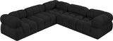 Ames Black Boucle Fabric Modular Sectional 611Black-Sec5D Meridian Furniture