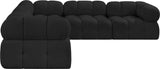 Ames Black Boucle Fabric Modular Sectional 611Black-Sec5D Meridian Furniture