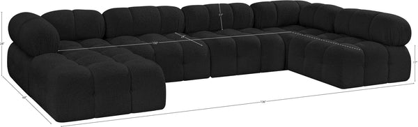 Ames Black Boucle Fabric Modular Sectional 611Black-Sec6A Meridian Furniture