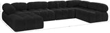 Ames Black Boucle Fabric Modular Sectional 611Black-Sec6A Meridian Furniture