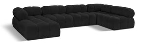 Ames Black Boucle Fabric Modular Sectional 611Black-Sec6A Meridian Furniture