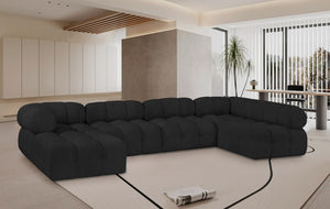 Ames Black Boucle Fabric Modular Sectional 611Black-Sec6A Meridian Furniture