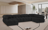 Ames Black Boucle Fabric Modular Sectional 611Black-Sec6A Meridian Furniture