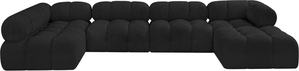 Ames Black Boucle Fabric Modular Sectional 611Black-Sec6A Meridian Furniture