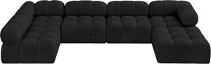 Ames Black Boucle Fabric Modular Sectional 611Black-Sec6A Meridian Furniture