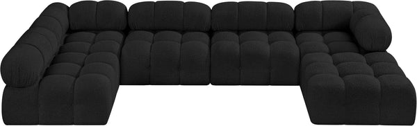 Ames Black Boucle Fabric Modular Sectional 611Black-Sec6A Meridian Furniture