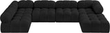 Ames Black Boucle Fabric Modular Sectional 611Black-Sec6A Meridian Furniture