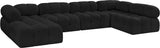 Ames Black Boucle Fabric Modular Sectional 611Black-Sec6A Meridian Furniture