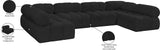 Ames Black Boucle Fabric Modular Sectional 611Black-Sec6B Meridian Furniture