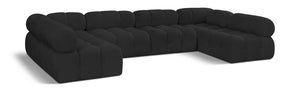 Ames Black Boucle Fabric Modular Sectional 611Black-Sec6B Meridian Furniture