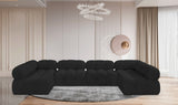 Ames Black Boucle Fabric Modular Sectional 611Black-Sec6B Meridian Furniture