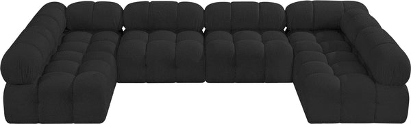 Ames Black Boucle Fabric Modular Sectional 611Black-Sec6B Meridian Furniture