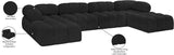 Ames Black Boucle Fabric Modular Sectional 611Black-Sec6D Meridian Furniture