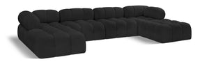 Ames Black Boucle Fabric Modular Sectional 611Black-Sec6D Meridian Furniture