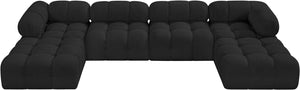 Ames Black Boucle Fabric Modular Sectional 611Black-Sec6D Meridian Furniture