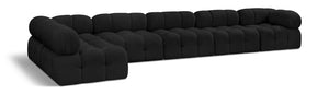 Ames Black Boucle Fabric Modular Sectional 611Black-Sec6E Meridian Furniture