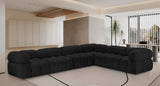 Ames Black Boucle Fabric Modular Sectional 611Black-Sec6F Meridian Furniture