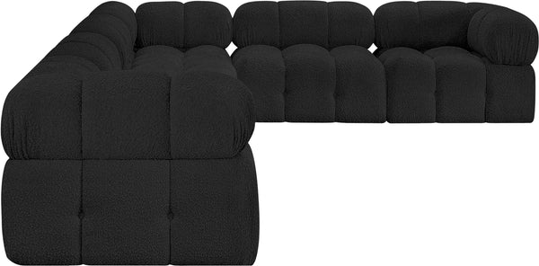 Ames Black Boucle Fabric Modular Sectional 611Black-Sec6F Meridian Furniture