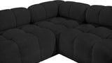 Ames Black Boucle Fabric Modular Sectional 611Black-Sec7A Meridian Furniture