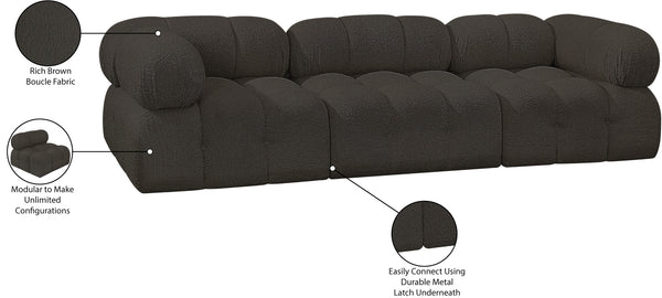 Ames Brown Boucle Fabric Modular Sofa 611Brown-S102A Meridian Furniture