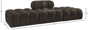 Meridian Furniture Ames Three Piece Modular Sectional Sofa in Plush Boucle for Modern Living Rooms 611Brown-S102C