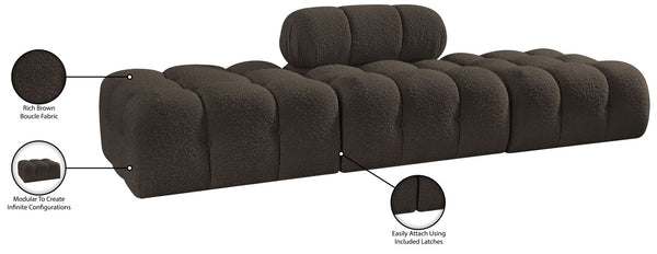 Meridian Furniture Ames Three Piece Modular Sectional Sofa in Plush Boucle for Modern Living Rooms 611Brown-S102C