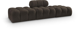 Meridian Furniture Ames Three Piece Modular Sectional Sofa in Plush Boucle for Modern Living Rooms 611Brown-S102C