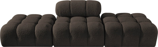 Meridian Furniture Ames Three Piece Modular Sectional Sofa in Plush Boucle for Modern Living Rooms 611Brown-S102C