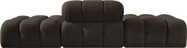 Meridian Furniture Ames Three Piece Modular Sectional Sofa in Plush Boucle for Modern Living Rooms 611Brown-S102C