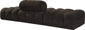 Meridian Furniture Ames Three Piece Modular Sectional Sofa in Plush Boucle for Modern Living Rooms 611Brown-S102C