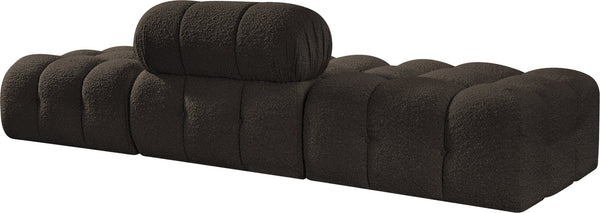 Meridian Furniture Ames Three Piece Modular Sectional Sofa in Plush Boucle for Modern Living Rooms 611Brown-S102C