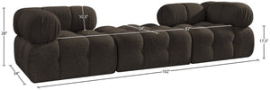 Meridian Furniture Ames Three Piece Modular Sectional Sofa in Textured Boucle for Modern Living Rooms 611Brown-S102D