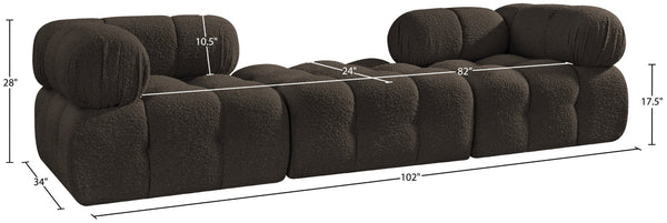 Meridian Furniture Ames Three Piece Modular Sectional Sofa in Textured Boucle for Modern Living Rooms 611Brown-S102D