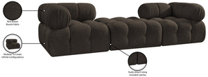 Meridian Furniture Ames Three Piece Modular Sectional Sofa in Textured Boucle for Modern Living Rooms 611Brown-S102D
