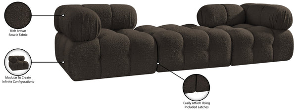 Meridian Furniture Ames Three Piece Modular Sectional Sofa in Textured Boucle for Modern Living Rooms 611Brown-S102D