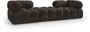 Meridian Furniture Ames Three Piece Modular Sectional Sofa in Textured Boucle for Modern Living Rooms 611Brown-S102D