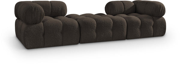 Meridian Furniture Ames Three Piece Modular Sectional Sofa in Textured Boucle for Modern Living Rooms 611Brown-S102D
