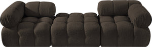 Meridian Furniture Ames Three Piece Modular Sectional Sofa in Textured Boucle for Modern Living Rooms 611Brown-S102D