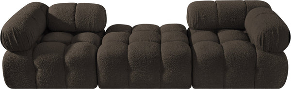 Meridian Furniture Ames Three Piece Modular Sectional Sofa in Textured Boucle for Modern Living Rooms 611Brown-S102D